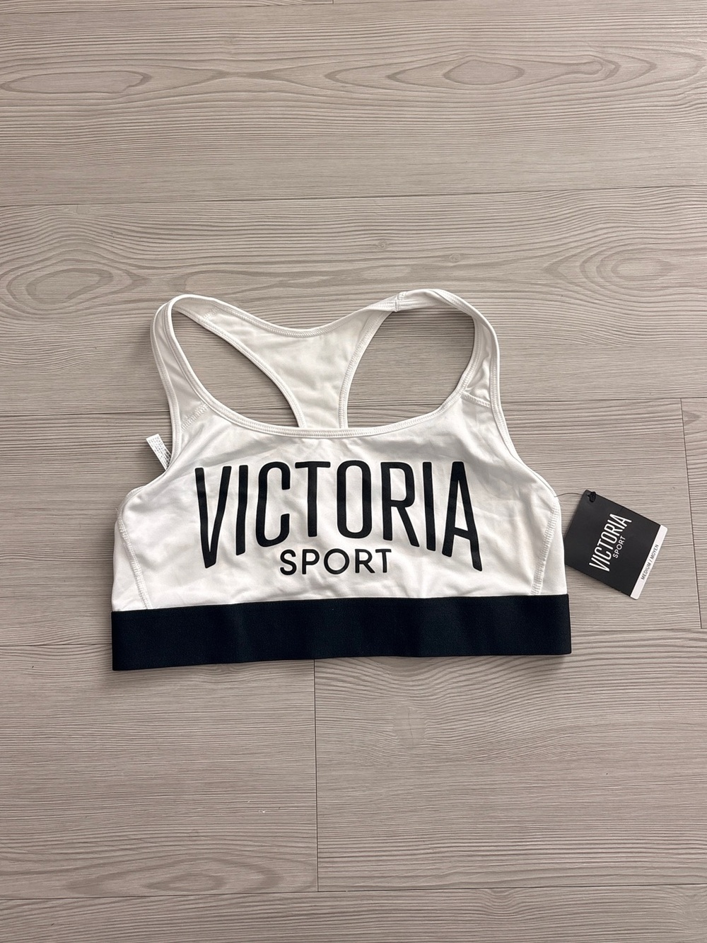 Victoria's Secret White & Black Racerback Sport Bra